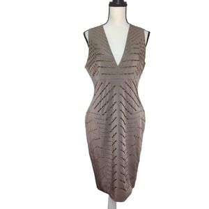 Celeb Boutique Kiera Stone Sheath Dress Gray Studded‎ L New